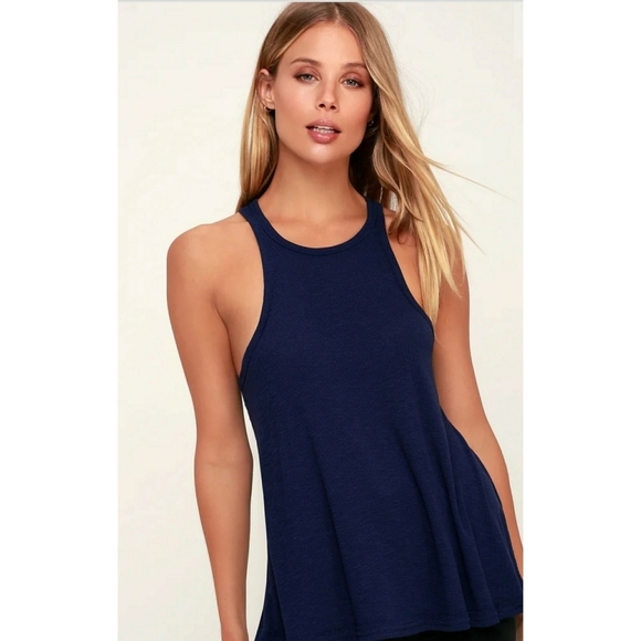 FREE PEOPLE // navy ribbed swing tank top - Picture 2 of 15